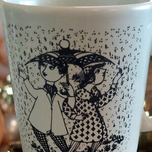 Vintage Bjorn Wiinblad April Konflikt Coffee Tea Mug Black/White Danish Art